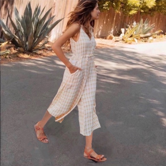 Christy Dawn Pants - Priced to Sell - Christy Dawn Yellow and White Plaid Jumpsuit